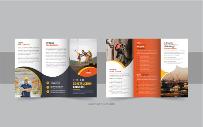 Construction trifold brochure or home renovation trifold brochure design template layout