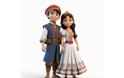 Carreras mundiales de pareja de niño y niña con vestimenta cultural tradicional 31