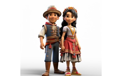 Carreras mundiales de pareja de niño y niña con vestimenta cultural tradicional 87