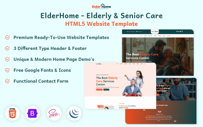 ElderHome – HTML5-шаблон веб-сайту догляду за людьми похилого віку та людьми похилого віку
