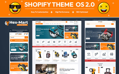 Hexmart - Bauwerkzeuge und -ausrüstungsgeschäft Mehrzweck-E-Commerce Clean Shopify 2.0-Theme