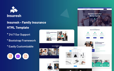 Insuresh – szablon strony internetowej dotyczącej ubezpieczeń rodzinnych