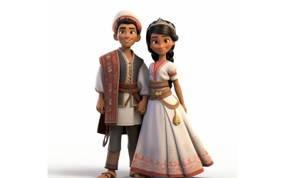 Junge &amp;amp; Mädchen Paar Welt Rennen in traditioneller kultureller Kleidung 36