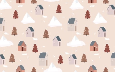 Winter House Seamless Pattern