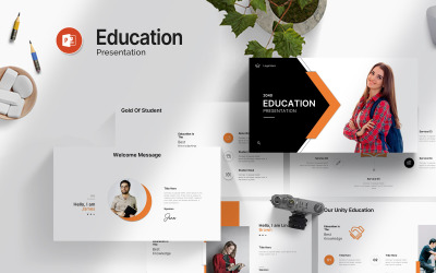 Diseño de plantilla de PowerPoint sobre educación limpia