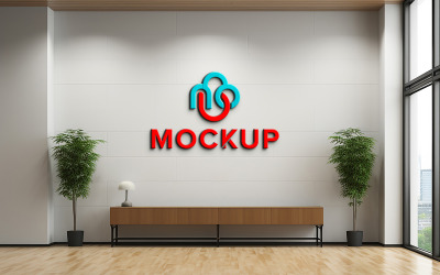 Mockup del logo sul muro bianco psd per interni