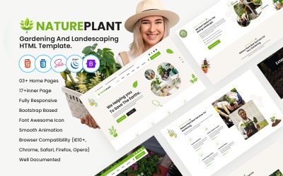 NaturePlant - HTML-mall för trädgårdsskötsel och landskapsarkitektur.