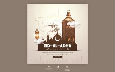 Plantilla de redes sociales del festival islámico Eid Al Adha Mubarak