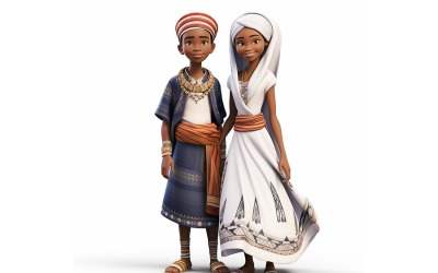 Pojke och flicka parvärldslopp i traditionell kulturell klädsel 100.