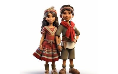 Pojke och flicka par världslopp i traditionell kulturell klänning 130