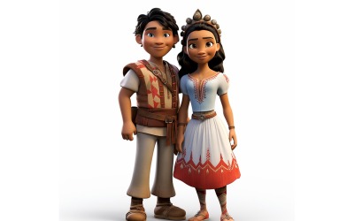 Carreras mundiales de pareja de niño y niña con vestimenta cultural tradicional 144
