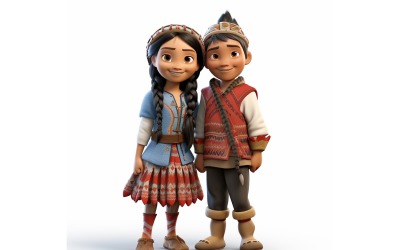 Carreras mundiales de pareja de niño y niña con vestimenta cultural tradicional 181