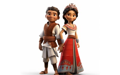 Fiú és lány páros világversenyek hagyományos kulturális ruhában 146
