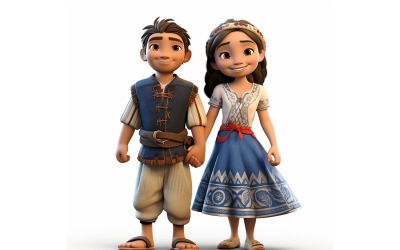 Pojke och flicka par världslopp i traditionell kulturklänning 161