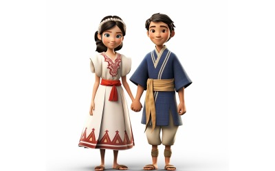 Světové závody páru chlapec a dívka v tradičním kulturním oblečení 169