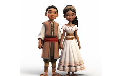 Carreras mundiales de pareja de niño y niña con vestimenta cultural tradicional 207