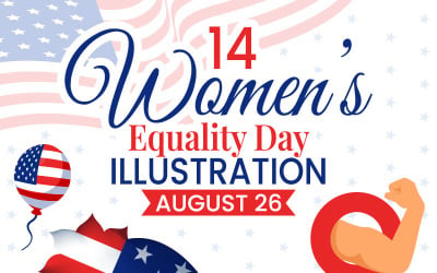 14 Día de la Igualdad de la Mujer en Estados Unidos Ilustración