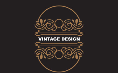 Logotipo de ornamento minimalista com design retrô vintage V11