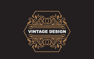 Logotipo de ornamento minimalista com design retrô vintage V14