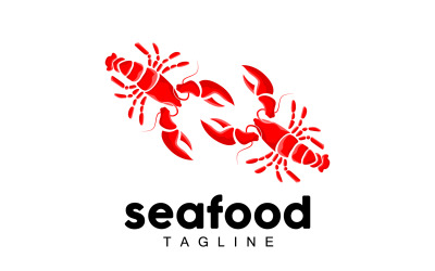 Vetor de design de logotipo de lagosta animal marinho V11