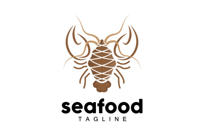 Vetor de design de logotipo de lagosta animal marinho V9