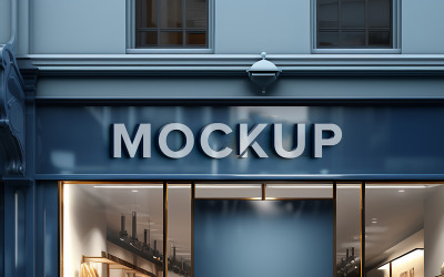 Closeup logo mockup design shop building 3d rendered psd