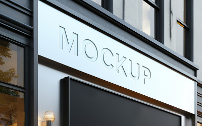 Deboss logo mockup modern facade chrome sign psd
