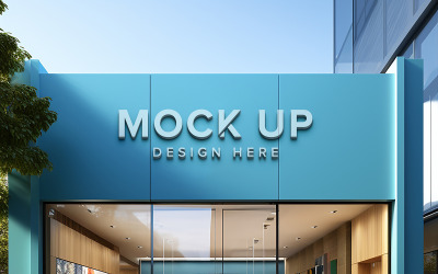 Facade sign front logo mockup psd front sign realistic 3d logo mockup