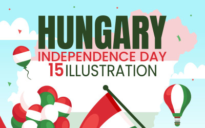 15 Ilustração vetorial do Dia da Independência da Hungria