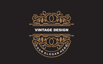 Logotipo de adorno minimalista de diseño vintage retro V27