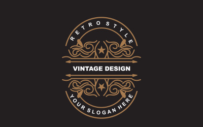Logotipo de adorno minimalista de diseño vintage retro V28