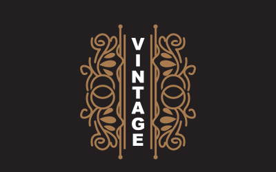 Logotipo de ornamento minimalista com design retrô vintage V23