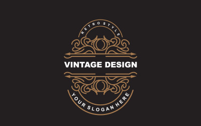 Retro Vintage Design Minimalist Ornament Logo V25