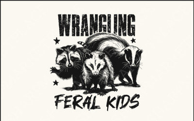Wrangling Feral Kids PNG, Funny Raccoon Kids PNG, Feral Kids Shirt, Download digitale