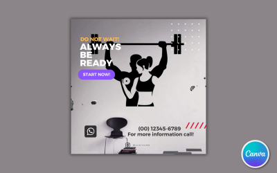Gym and Fitness Social Media Template 04 - Fully Editable in Canva
