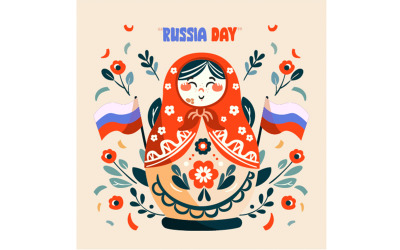 Rusland dag achtergrond met bloemen illustratie