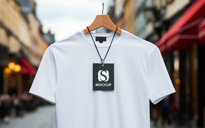 Tshirt brand tag mockup psd