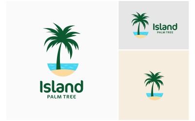 Ada Palmiye Ağacı Plaj Deniz Logo