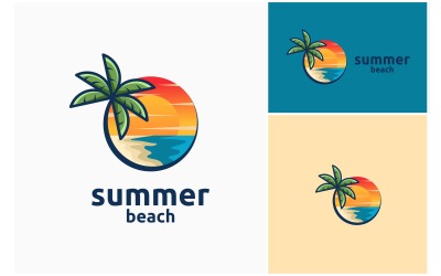 Logo d&amp;#39;été de palmiers de mer de plage
