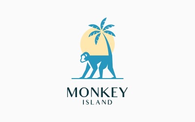 Monkey Primate Palm Island Logotyp