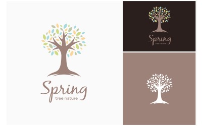 Träd våren lämnar natur logotyp