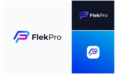 Bokstaven FP färgglada gradientlogotyp