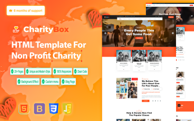 Charitybox - Kâr Amacı Gütmeyen Yardım Kuruluşu Web Sitesi Şablonu