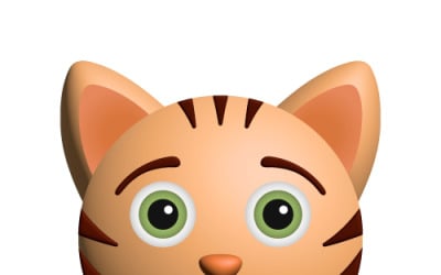 Legrační usměvavá 3D oranžová kočka, vektorové emotikony