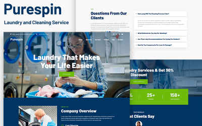 Purespin - Pagina di destinazione HTML5 del servizio di lavanderia e di lavaggio a secco