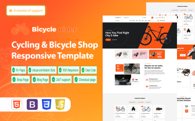BicycleRider – Responzivní HTML šablona pro cyklistiku a cyklistický obchod