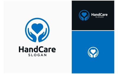 Hand som ger kärlek hjärta vård logotyp