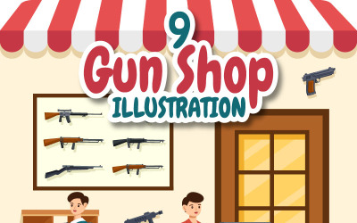 9 Ilustracja sklepu z bronią lub myślistwa