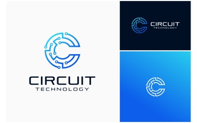 Letter C Circuit elektronische technologie-logo