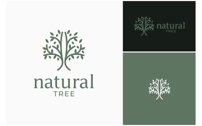Logo De Ligne De Branche De Feuilles D&amp;#39;Arbre De Printemps